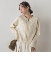 オーガンジー刺繍ミラノリブブルゾン≪手洗い可能≫