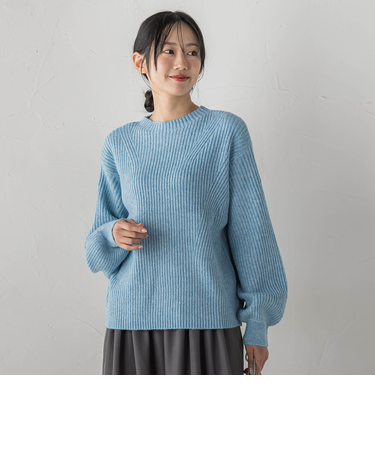 【WEB限定カラーあり】ラメボトルネックプルオーバー≪手洗い可能≫