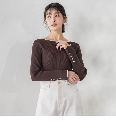 配色RIBニット≪手洗い可能≫