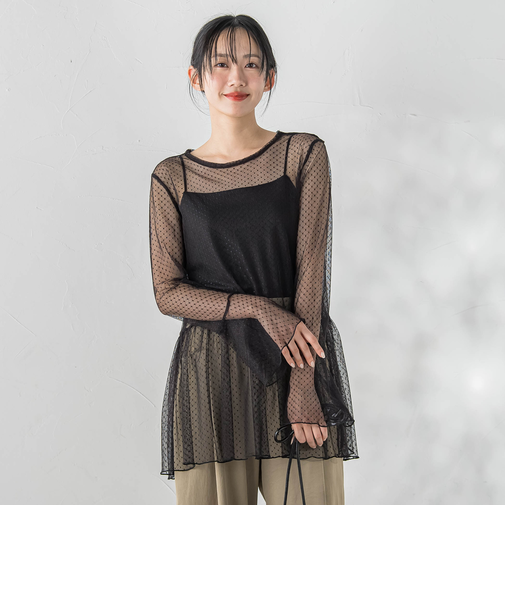 チュールドットチュニックプルオーバー≪洗濯機で洗える≫