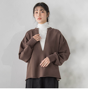 裏毛Vネックカットソー≪手洗い可能≫