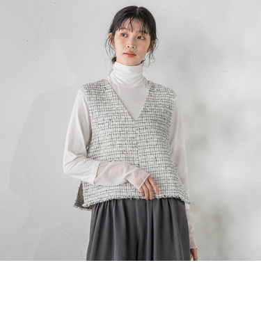 ミックスツィードベスト≪洗濯機で洗える≫