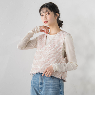 ミックスツィードベスト≪洗濯機で洗える≫