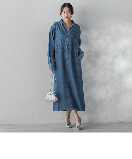 テンセルデニムワンピース