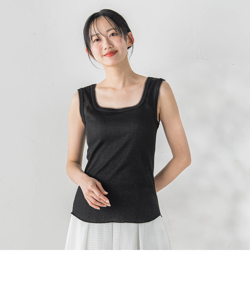 リブスクエアタンクトップ