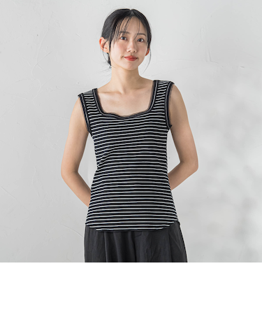 リブスクエアタンクトップ