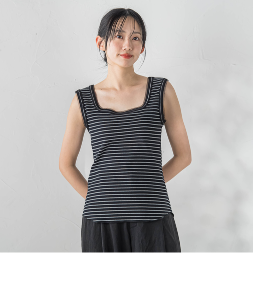 リブスクエアタンクトップ