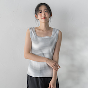 リブスクエアタンクトップ