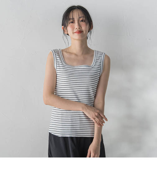 リブスクエアタンクトップ