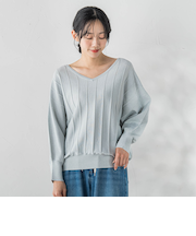 ラメドルマンVネックニット