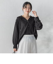 ナチュラルエアータンブラーフード付きブラウス
