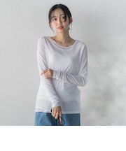 シアーフライス×チュールレイヤードプルオーバー