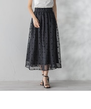 【WEB限定】麻調シアーフロッキードットスカート