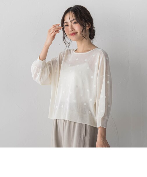 フロッキードットシアーニットカーディガン