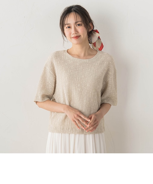 Recycle Slub BluseクロップドTシャツ