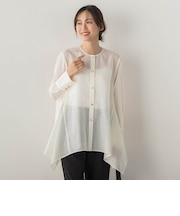 ヘムフレアシアーチュニックブラウス