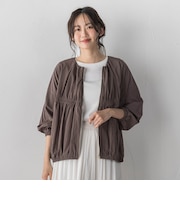 レーヨンナイロンギャザー切替えブルゾン