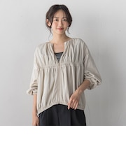 レーヨンナイロンギャザー切替えブルゾン