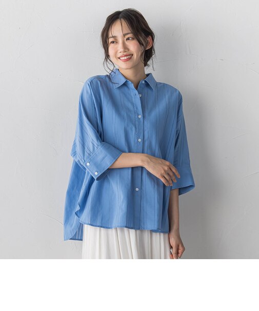 【WEB限定】T/Cストライプブラウス