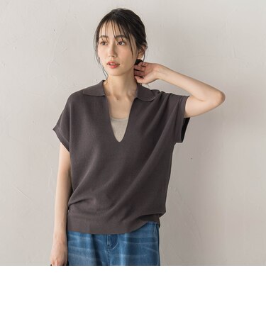 強撚鹿の子ポロドッキングニット