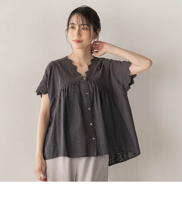 刺繍ハシゴレースブラウス