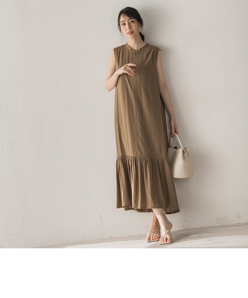 【WEB限定】レーヨンティアード配色ステッチワンピース
