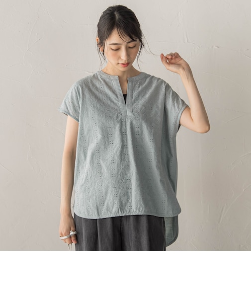【WEB限定】異素材ドッキングブラウス