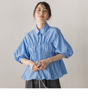 【WEB限定】シャーリングパフスリーブブラウス