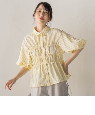 【WEB限定】シャーリングパフスリーブブラウス