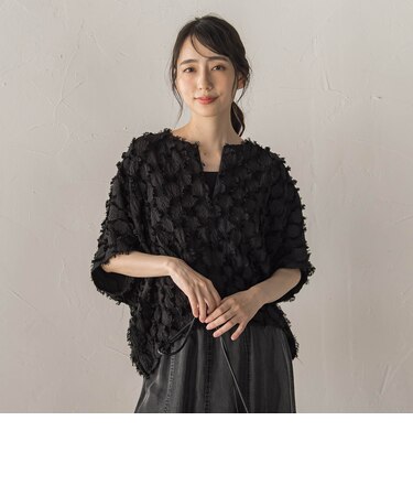 ジャガードフリンジブラウス