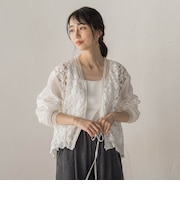 フラワー刺繍レースブルゾン