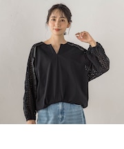 袖レーススキッパーカットソー