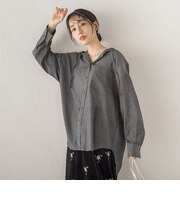 シアーデニムフードオーバーシャツ