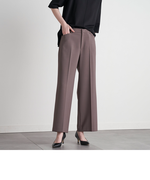 【大きいサイズ/洗濯機で洗える/2wayストレッチ】サイロスパンギャバワイドパンツ