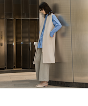 【大きいサイズ】ピクシエスタツイード見えワイドパンツ≪セットアップ可/洗濯機で洗える≫