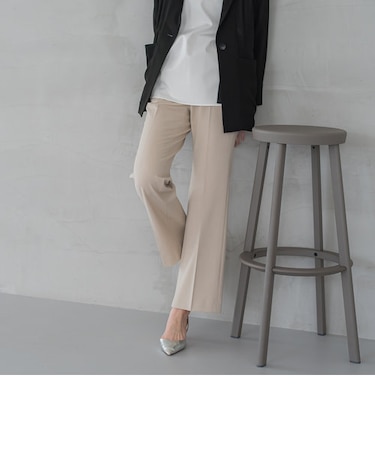 優しい履き心地アルガン2WAYセミフレアパンツ≪洗濯機で洗える/セットアップ対応≫