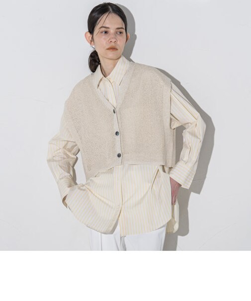 MONIAラメメッシュニットジレ≪手洗い可能≫