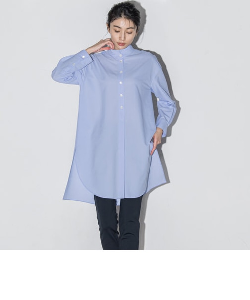 ボタニカルダイサッカーチュニックシャツブラウス≪洗濯機で洗える≫