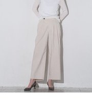 【大きいサイズ】スマッシュリネンストライプタックワイドパンツ≪洗濯機で洗える≫