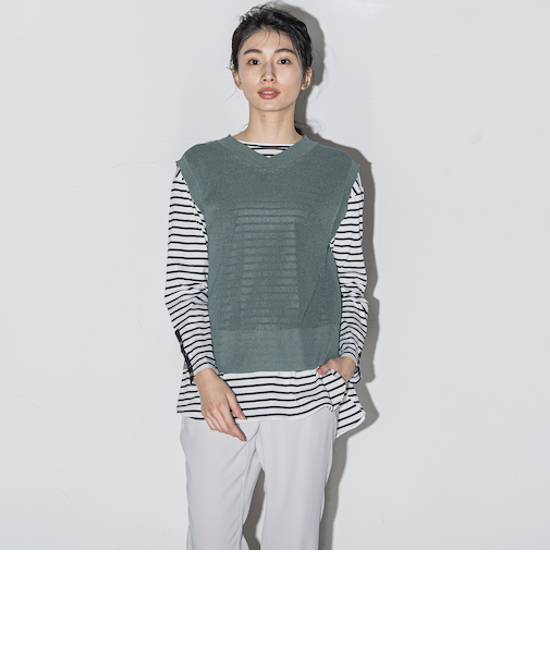 【大きいサイズ】マルチwayラメニットジレ≪手洗い可能≫