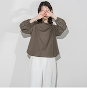 レース刺繍袖ボリュームカットソー≪洗濯機で洗える≫