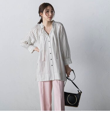 ラメストライプブラウス≪洗濯機で洗える≫