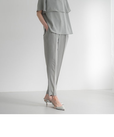 メランジツイルタックテーパードパンツ≪洗濯機で洗える/セットアップ対応≫