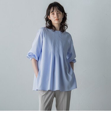 ポップアップジャカードブラウス≪洗濯機で洗える≫