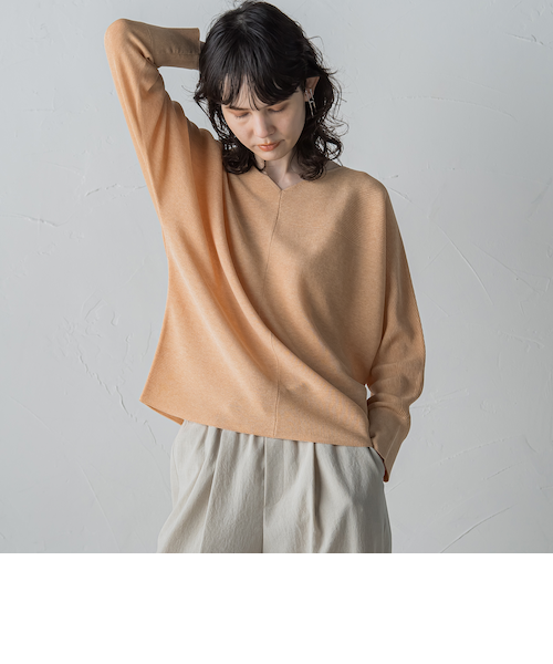 大きいサイズ】バックギャザー切り替えニット≪手洗い可能≫｜ラエフの