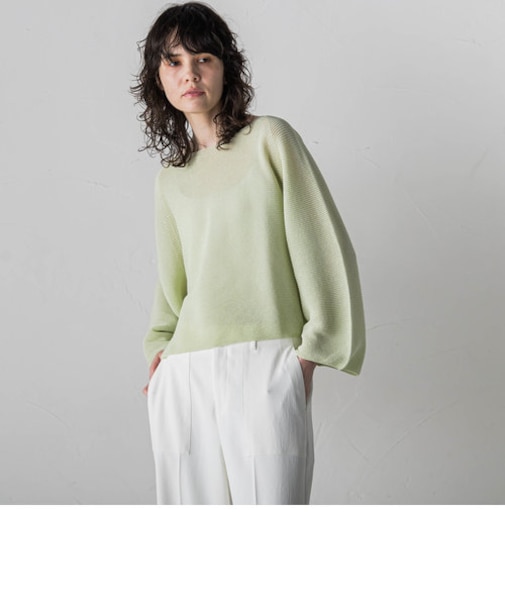【WEB&一部店舗限定】ワイドスリーブクロップドニットプルオーバー≪手洗い可能≫