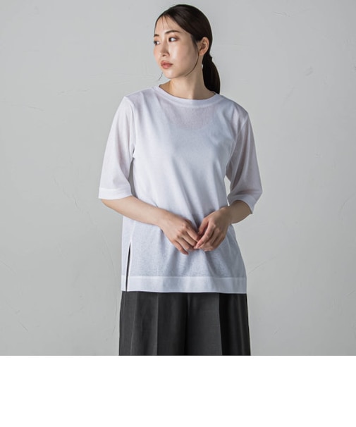 シアーTシャツ≪洗濯機で洗える≫