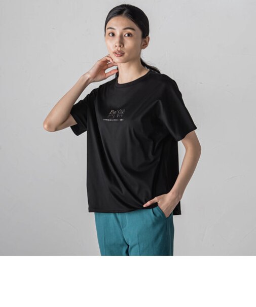 箔プリントロゴTシャツ≪手洗い可能/吸水速乾/接触冷感≫