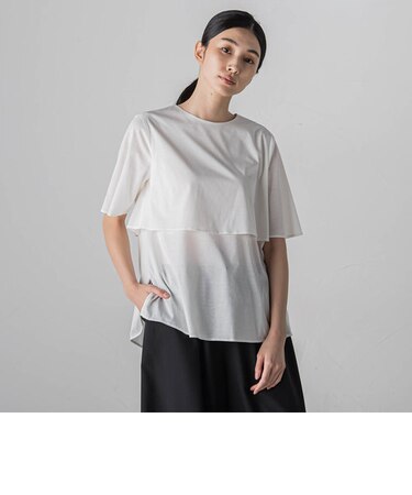 ライクアウーヴンケープ風カットソー≪洗濯機で洗える/接触冷感≫