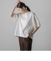 袖ジャガードポンチカットソー≪洗濯機で洗える/接触冷感/紫外線防止≫